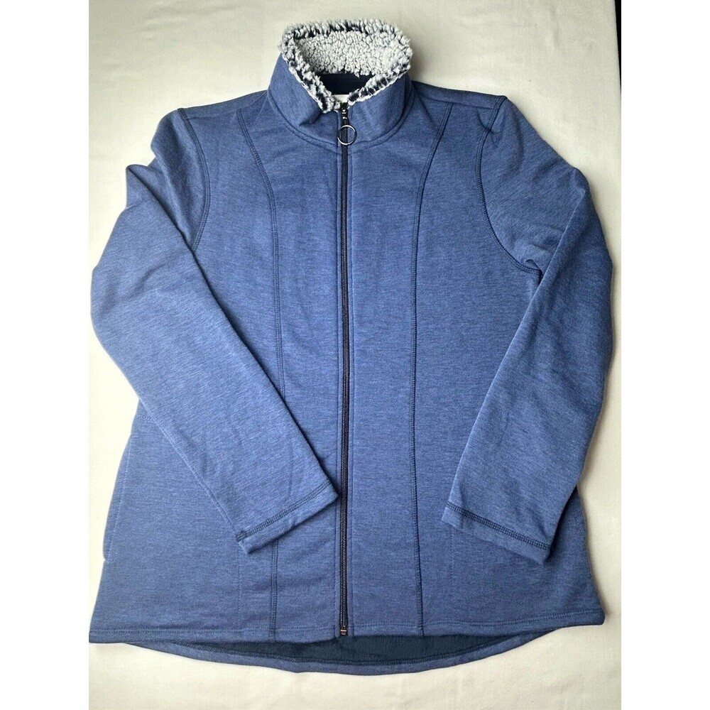 Cuddl Duds Soft Cozy Jacket Small Full Zip‎ Soft Blue Women's Long Pockets